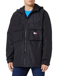 Tommy Jeans Men's Fleece Lined Jacket for Transition Weather, Black (Black), XS