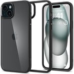 Spigen iPhone 15 Plus (6.7) Ultra Hybrid Case - Matte Black Certified Military-Grade Protection - Clear Durable Back Panel + TPU Bumper