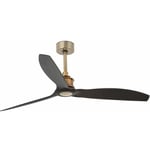 Faro Barcelona - Ventilateur de plafond just fan m acier vieil or, pc noir mat h: 64cm Ø128cm