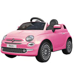 TURBO CHALLENGE - Fiat 500 - Porteur Elèctrique - 119097 - Voiture Télécommandée - Rose - 30Kg Max - Plastique - Batteries Rechargeables et Piles Non Incluses - De 3 Ans À 6 Ans