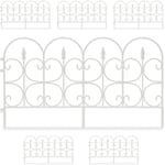 Bordure de jardin plastique, Clôture gazon 30 cm, 6 éléments, 4 m, parterre massif pelouse, piquet, blanches - Relaxdays