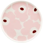 Marimekko Unikko tallerken 20 cm, hvit/rosa/brun