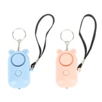 (Blue Pink) 2PCS Personal Alarm Security Alarms Keychain With LED