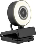 Tnb Influence Webcam Pour Streaming, Full Hd 1080P, Caméra Pour Ordinateur Avec Autofocus, Anneau Lumineux, Micro Intégré, Idéal Télétravail, Streaming, Twitch, Youtube, Tiktok ¿ Noir Et Blanc