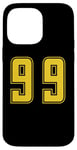 Coque pour iPhone 14 Pro Max Jaune Numéro 99 Équipe Junior Sports Uniforme Numéroté