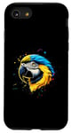 Coque pour iPhone SE (2020) / 7 / 8 Bleu Jaune Macaw Face T-Shirt Aquarelle Macaw