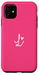 Coque pour iPhone 11 Lettre initiale L minimaliste cœur monogramme rose vif vif