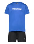 Hmlplag Shorts Set Sport Sets With Short-sleeved T-shirt Blue Hummel