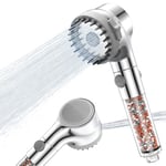 Zivacate Pommeau de Douche Filtrant [Haute Pression & Economie Deau] - 3 Types de Jets - avec brosse de massage en silicone et bouton d'arrêt eau