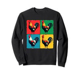 Colorful Funny Chicken Art, Crazy Chicken Rooster Family Sweatshirt