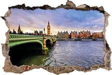 pixxp Rint 3D WD 1152 _ 92 x 62 Big Ben Londres percée 3D Sticker Mural Mural en Vinyle, Multicolore, 92 x 62 x 0,02 cm