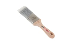 ProDec Advance ABPT073 Ice Fusion Woodworker Angled Short Handle Trade Professional Synthetic Paint Brush for Painting with Emulsion, Gloss and Satin Paints on Walls, Wood and Metal, 2" 50mm, Beige