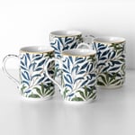 Set of 4 Willow Bough Mugs 310ml William Morris Dark Blue Floral Tea Coffee Cups