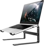 Support Ordinateur Portable Haut - Support PC Portable 10 à 18 Pouces Support Universel ventilé pour Ordinateur Portable Compatible avec MacBook, Notebook, ASUS, Acer, etc Aluminium Noir