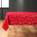 douceur d'intérieur, Nappe Rectangle (150 x 300 cm) Pampille Rouge/Or, Polyester Imprimé Métallisé