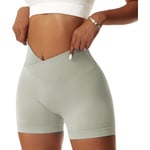 dvs. Damshorts V Cross Elastiska Push Up Yogashorts Booty Scrunch Hög Midja Atletiska Leggings Grå Grön Medium