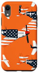 Coque pour iPhone XR Drapeau américain minimaliste orange tropical P-51 Mustang de la Seconde Guerre mondiale