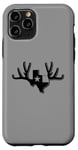 Coque pour iPhone 11 Pro Texas Buck Texas Flag Huge Buck Rack Black Texas Flag