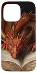 iPhone 14 Pro Max Aesthetic Gothic Red Dragon Reading Book Painting Bookish Case