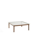 HAY - Kofi Water-Based Lacquered Walnut Frame W. Clear Reeded Glass Tabletop 100X100 - Träfärgad - Soffbord - Glas/Trä