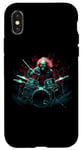 iPhone X/XS Skeleton Drummer Guy Rock And Roll Band Rock On Drum Kit Case