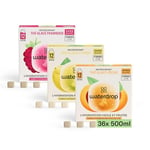 waterdrop® Coffret Thé Glacé | 36 cubes d'Ice Tea | Boisson sans sucre | 3 saveurs fruitées : Thé noir + Pêche, Thé vert + Citron, Thé noir + Framboise | Enrichi en vitamines