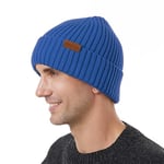 ineepor Bonnet Hiver Homme Femme Laine Mérinos Beanie Hat Tricoté Chapeau Unisexe Doublé Polaire Court Chaud Doux Confortable