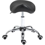 Homcom - Tabouret de massage tabouret selle ergonomique pivotant 360° hauteur réglable revêtement synthétique noir chromé