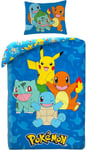 Set Lit Pokemon Charizard Pikachu Blastoise Housse de Couette Polyester