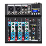 Depusheng HT4 Console de mixage numérique portable professionnelle compatible Bluetooth avec USB 4 canaux Table de mixage d'interface audio pour enregistrement studio Noir