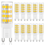 G9 LED-lampor Varmvit, 5W, 500LM, 3000K, Ersättning för 40W G9 Halogenlampa, Flimmerfri, Ej Dimbar för Belysningsdekor, Ljuskrona, 10-pack