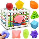 Jouet Bebe 1 2 Ans, Montessori Sensoriel Jeux pour Bébé 6 9 12 18 Mois, Trieur de Formes avec Boules Texturées Balles Sensorielles Cube d'activité de Développement Enfant Fille Garcon Cadeau