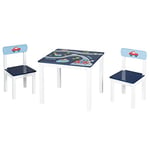 roba Ensemble Table + 2 Chaises Enfants Rennfahrer - Motif Véhicules - Ensemble de Meubles - Blanc / Bleu