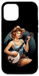 Coque pour iPhone 12/12 Pro Pinup Fille Jouant Banjo Bluegrass Musicien Vintage