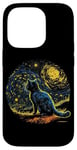 Coque pour iPhone 14 Pro Chat noir Van Gogh Nuit étoilée Propriétaire Chat Maman Papa