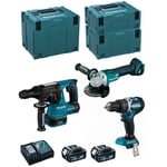 Kit MK311RTJ (DHR243 DHP484 DGA504 2 x 5,0 Ah DC18RC makpac 2 makpac 3 makpac 4) - Makita