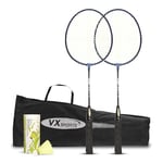 Vector X VXB-10 Aluminum Badminton Racket Pack of 3 Pieces Nylon Shuttles with Full-Cover Set (Multicolor, One Size) | Material: Aluminum | for Intermediate Players| for Adults