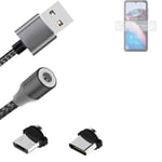 Magnetic charging cable for Motorola Defy 2 with USB type C and Micro-USB connec