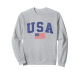 USA American Flag 4th of July Americana Bold Blue Logo Sweatshirt