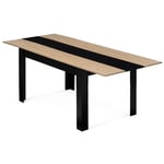 Table à manger extensible rectangle georgia 6-10 personnes noire et imitation hêtre 140-220 x 90 cm