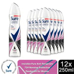 Sure Women Anti-perspirant Deodorant Invisible Pure 72H Protection 250ml, 12Pack