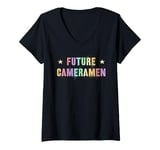 Womens Little FUTURE CAMERAMAN Graduation Video Operator Film Shoot V-Neck T-Shirt