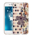 Coque Iphone 7 8 pois fleur noeud dentelle BAE automne prune