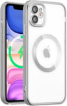 Magnetique Coque Pour Iphone 11 Compatible Avec Recharge Sans Fil, Housse Transparente Antichoc Coque Protection Camera Etui Silicone Tpu Souple - Argent