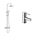 Bristan BUZ2 SHXDIVCTFF C Buzz Safetouch Rigid Riser Bar Mixer Shower, Chrome & BTZ BAS C Blitz Basin Mixer - Chrome