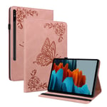 Läderfodral Fjärilar Samsung Galaxy Tab S10 Plus Rosa