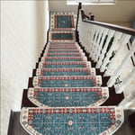 CLSMYLFB Lot de 4 tapis de marches d'escalier en polyester jacquard bleu épais antidérapant autocollant