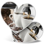 2 x Heart Stickers 15 cm - Coffee Machine Cafe Restaurant #21371