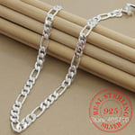 925 Sterling Silver 6mm/8mm Kedja i sidled Halsband Man Kvinna Senior Lyx Smycken Statement Halsband 6MM 45cm