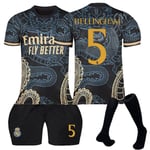 23-24 Real Madrid Dragon Black Special Edition Fotbollströjor Barnfotbollsutrustning No.5 Bellingham L